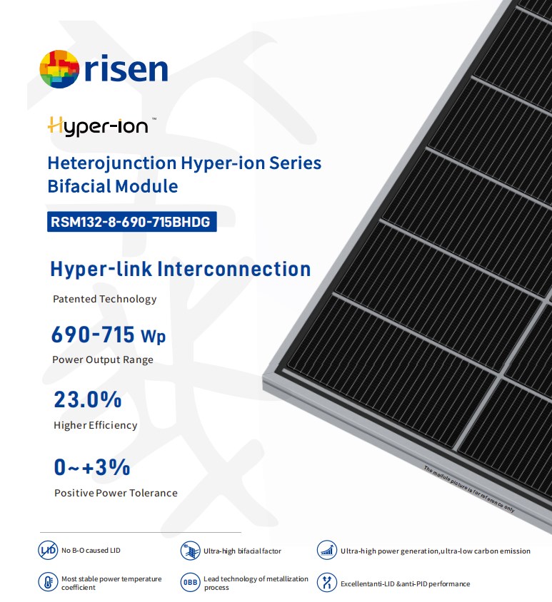 Risen Higon Original 720w-750w Hjt Bifacial Mono Solar Panel N-type 550w Max Power 23.2%-23.8% Efficiency 25-year Warranty - Buy Product on Alibaba.com detail