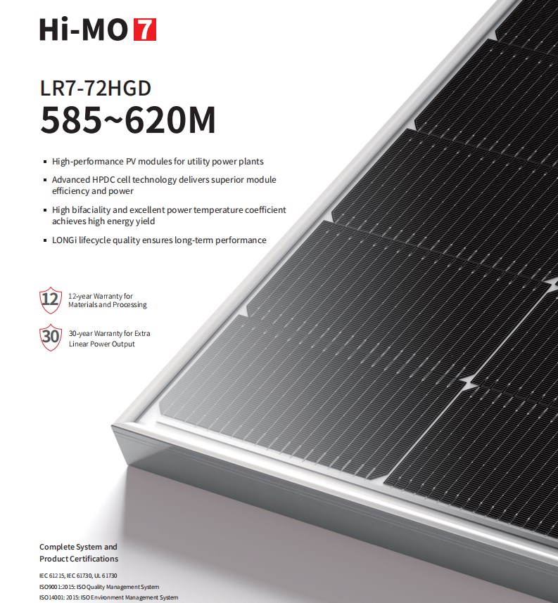 Hi Mo7 Original Bifacial Mono Modules Dual Glass Solar Panels 585w 620w Range N-type Hjt Bipv 590w 595w 600w 605w 610w 615w 620w - Buy Product on Alibaba.com detail