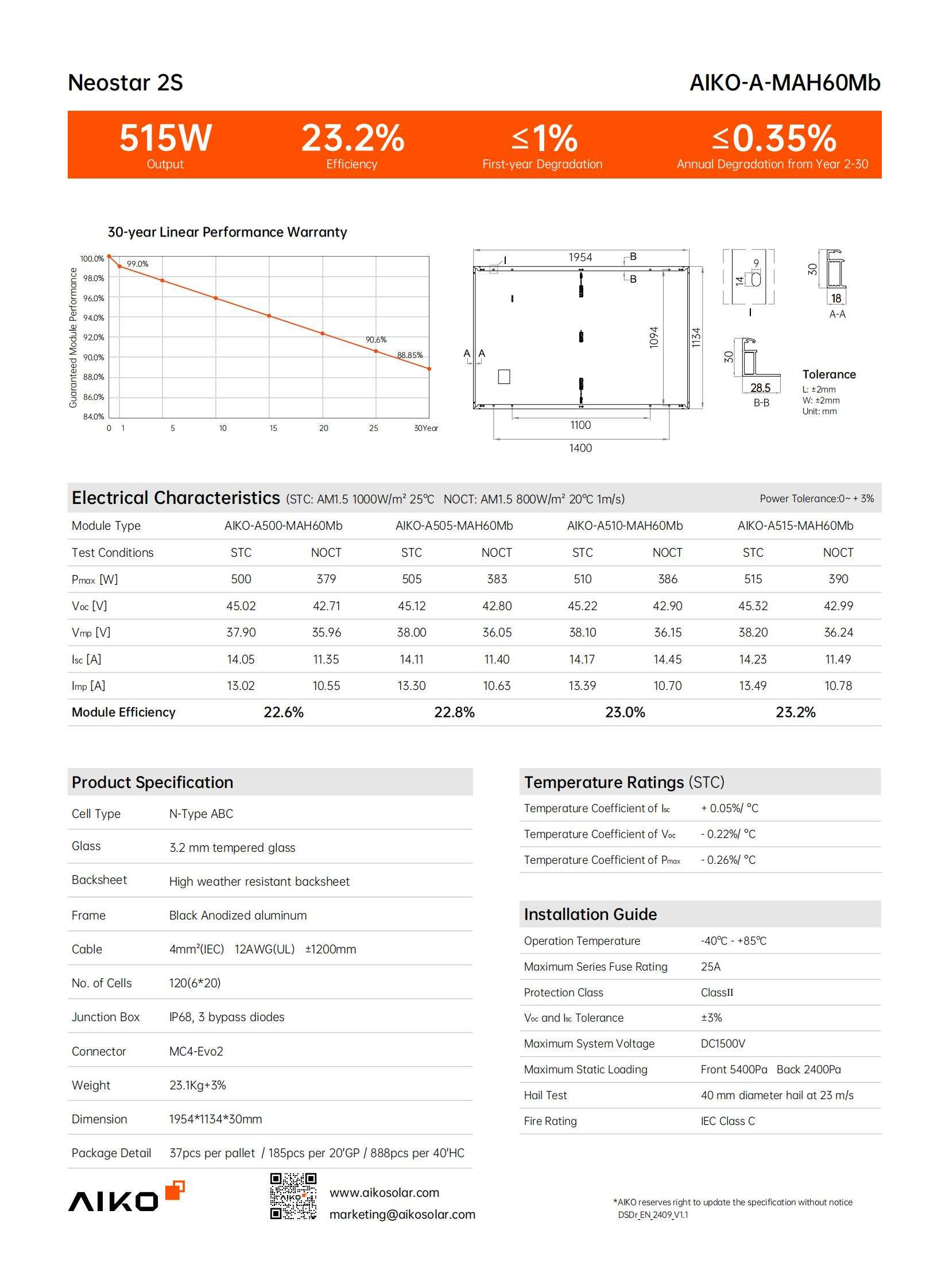 Aiko 2s Neostar Mono Glass A-mah60mb 500w 505w 510w 515w N-type Abc Full Black Solar Panels For Home Use - Buy Product on Alibaba.com